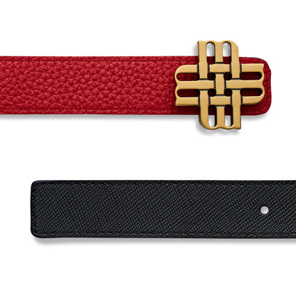 Ceinture Meqnes 25mm Réversible - "Rubis de Marrakech" - Noir & Rouge